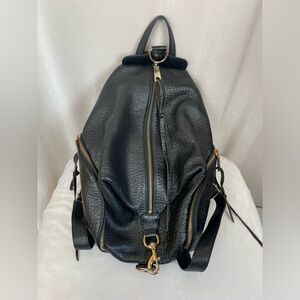 Rebecca Minkoff large Julian black pebble leather backpack with gold hardware
